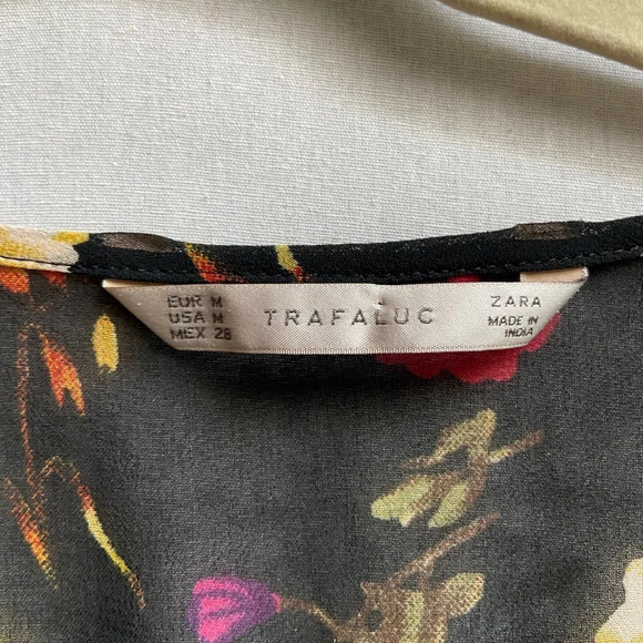 Zara Floral sheer long sleeve blouse sz  M - Picture 5 of 8